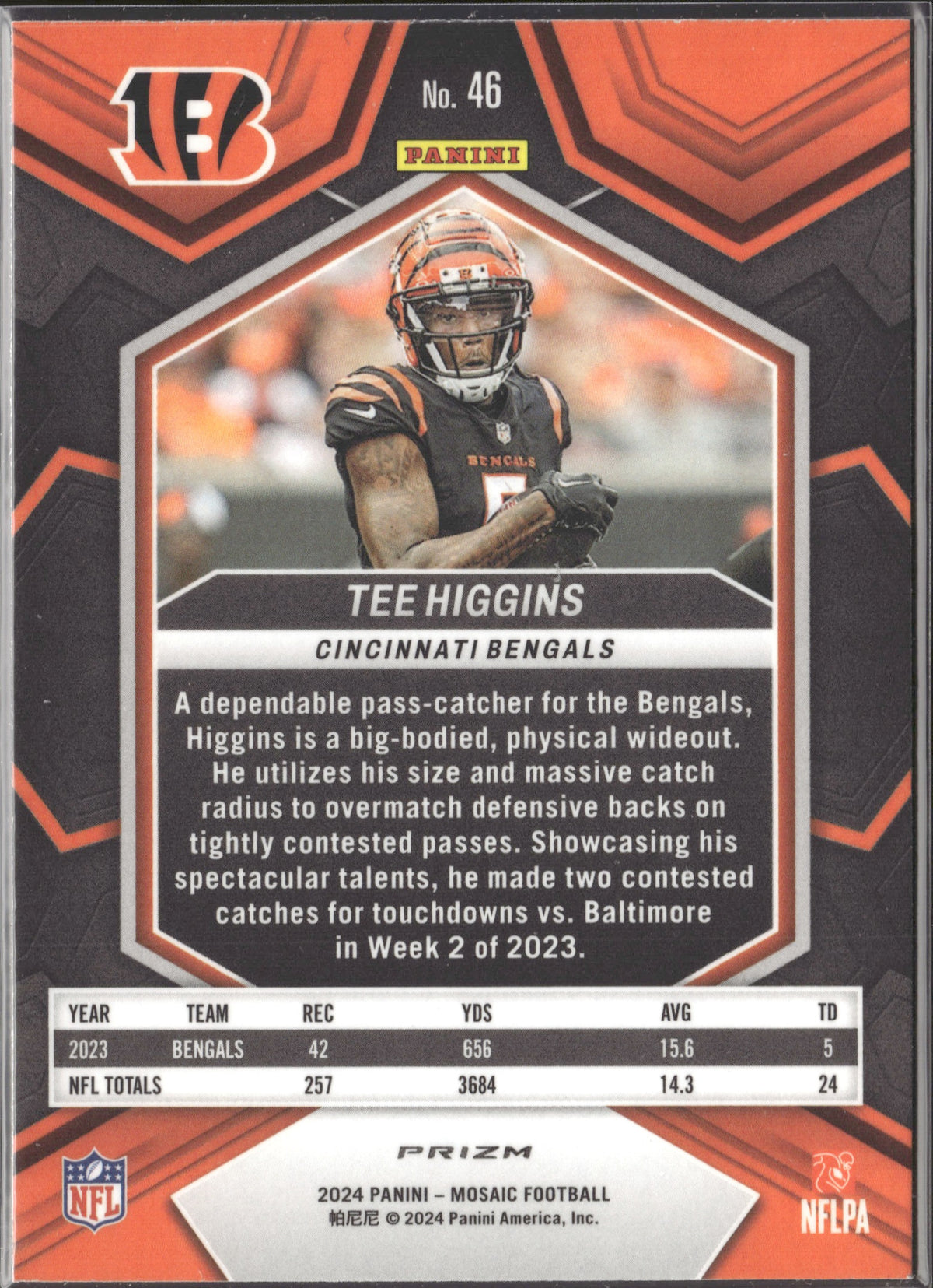 Tee Higgins #46 Mosaic 2024 Panini Mosaic Cincinnati Bengals