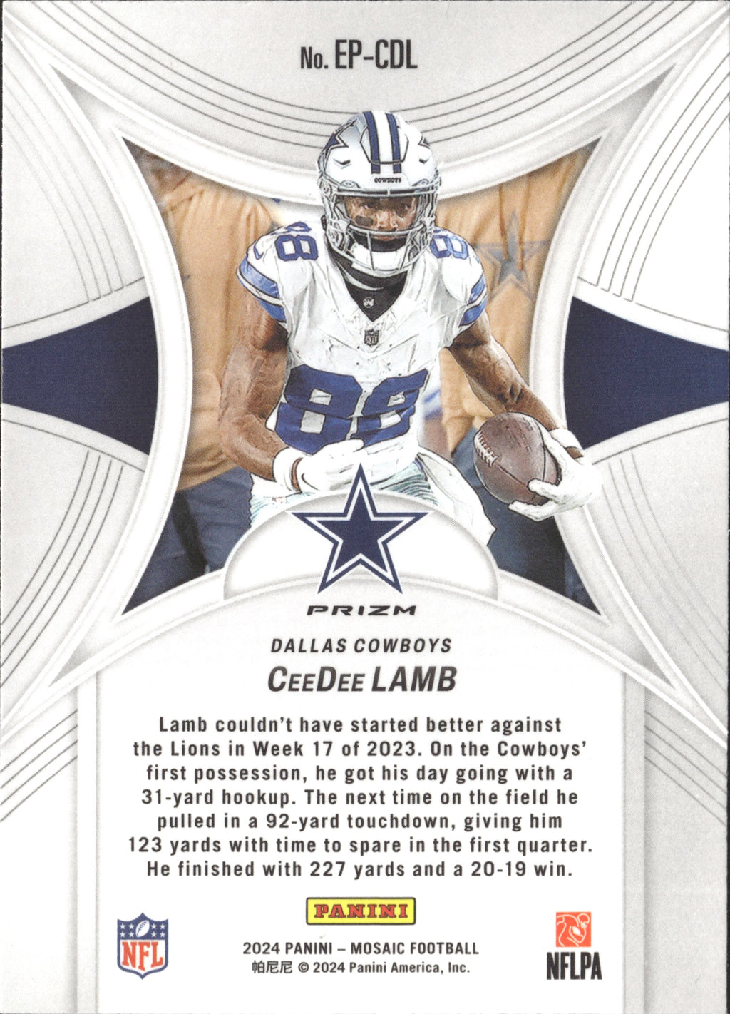 CeeDee Lamb #EP-CDL Epic Performers Mosaic 2024 Panini Mosaic Dallas Cowboys
