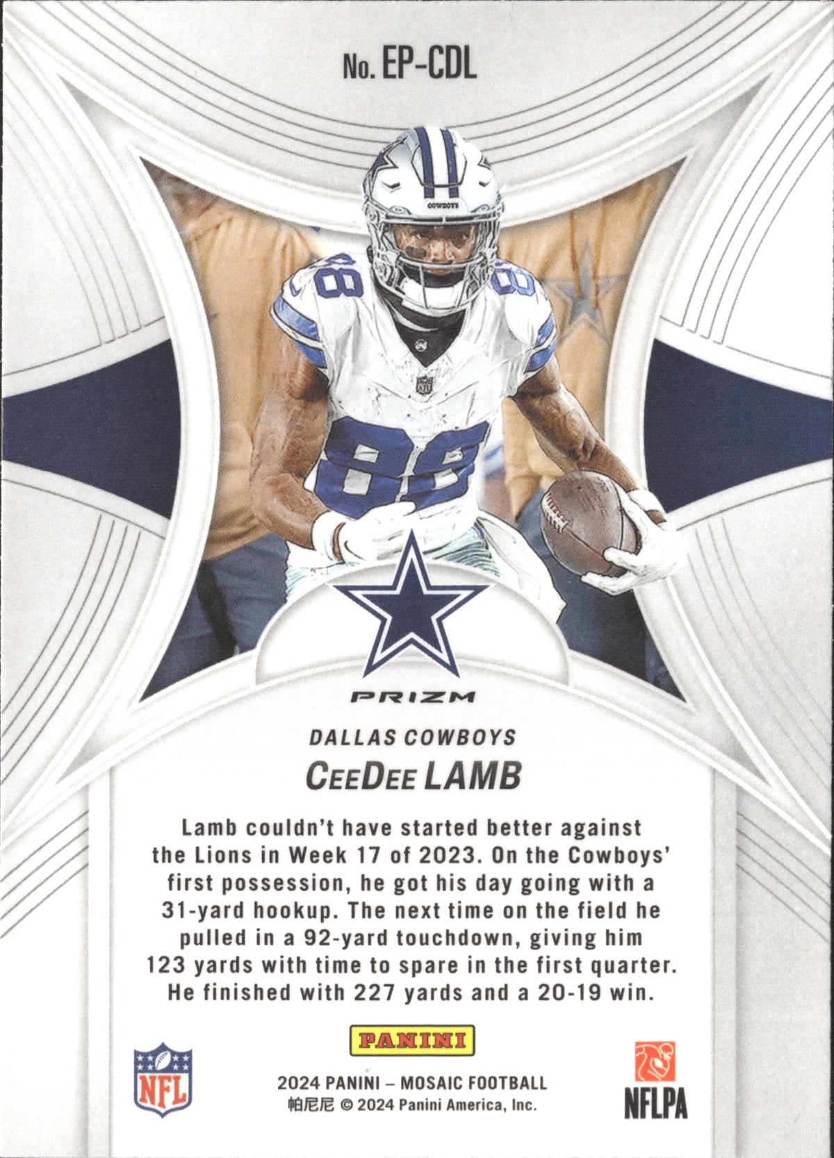 CeeDee Lamb #EP-CDL Epic Performers Mosaic 2024 Panini Mosaic Dallas Cowboys