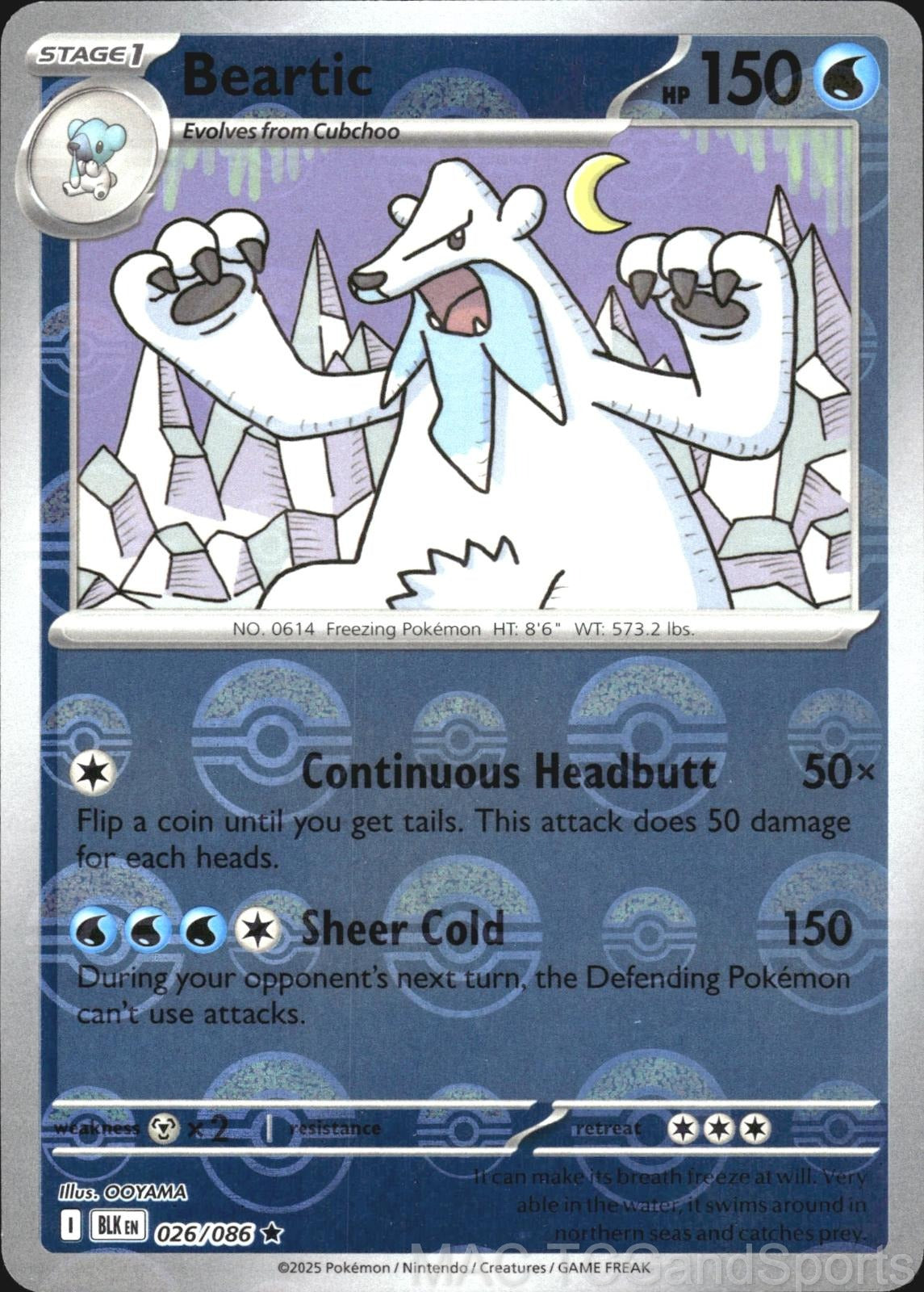 Beartic (Poke Ball Pattern) 026/086 Holo Black Bolt Pokemon TCG NM