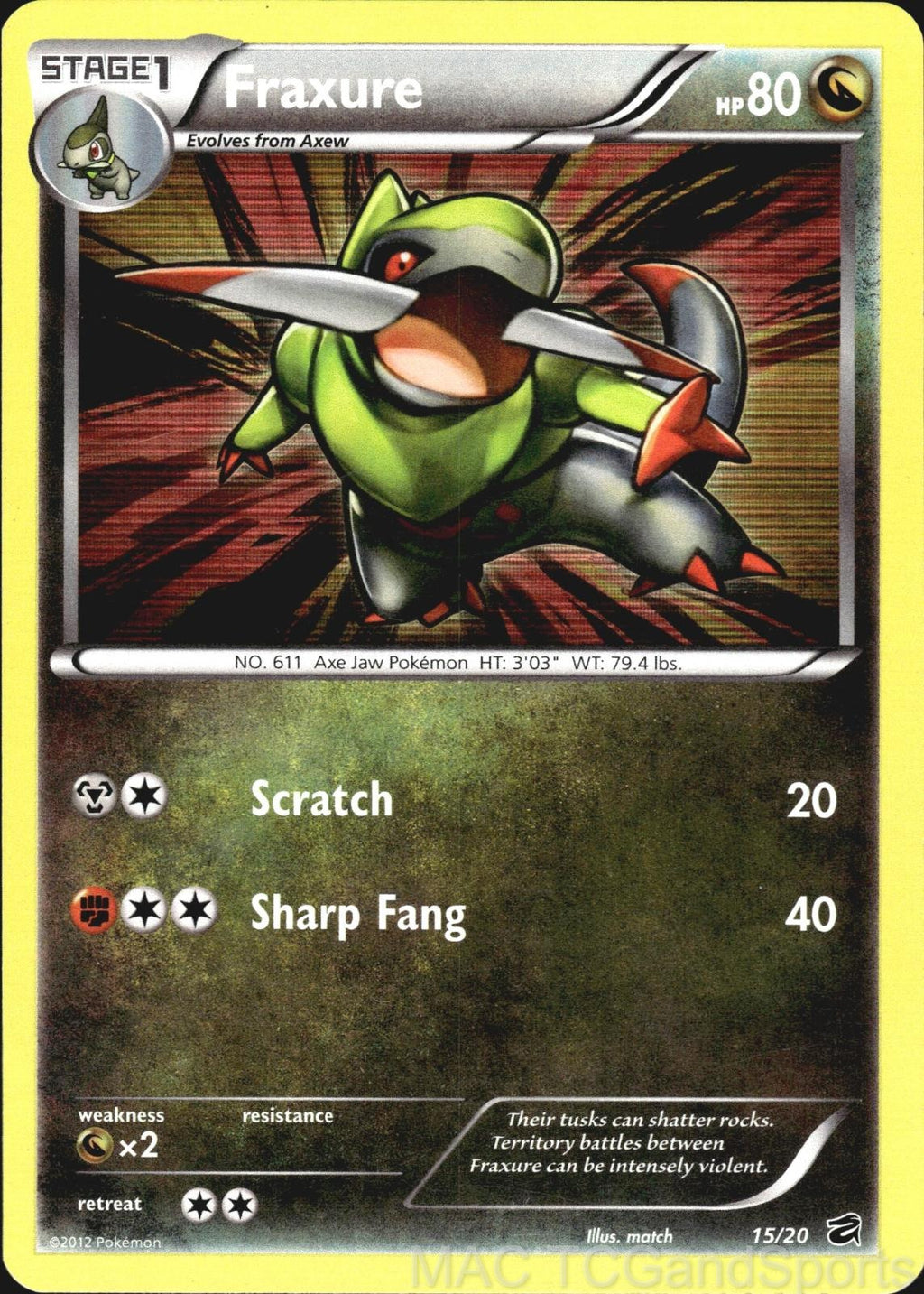 Fraxure 15/20 Holo Dragon Vault Pokemon TCG LP