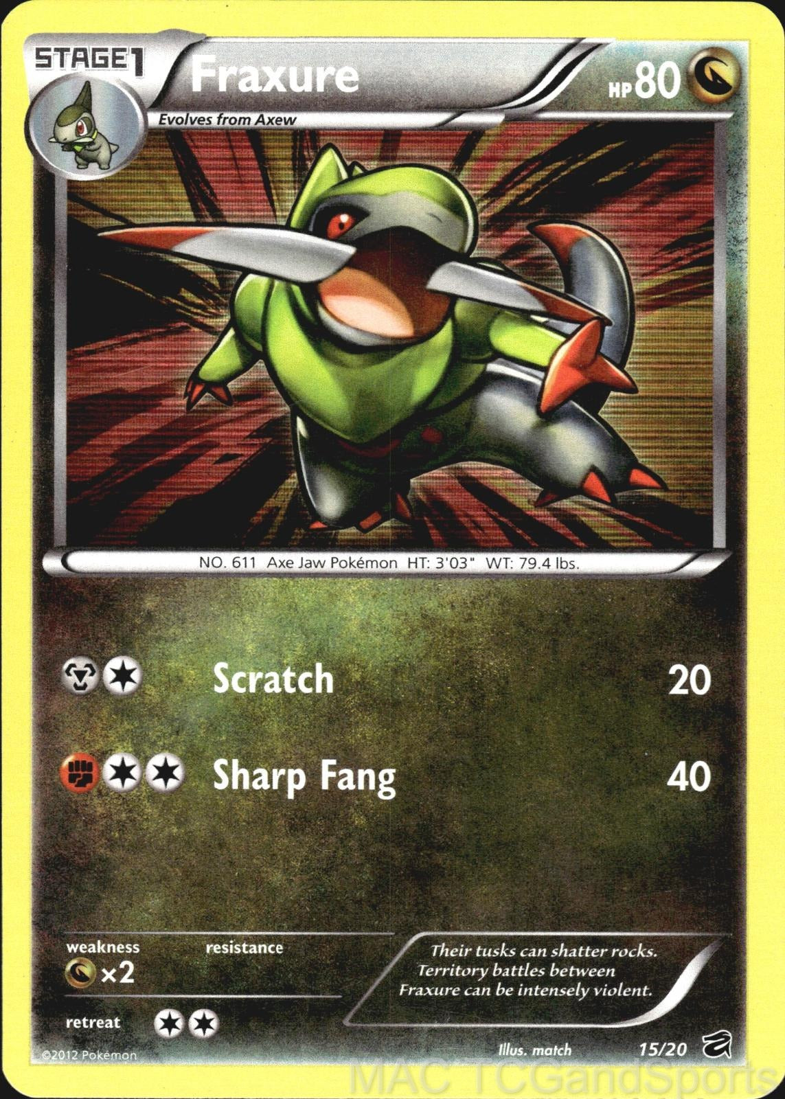Fraxure 15/20 Holo Dragon Vault Pokemon TCG LP