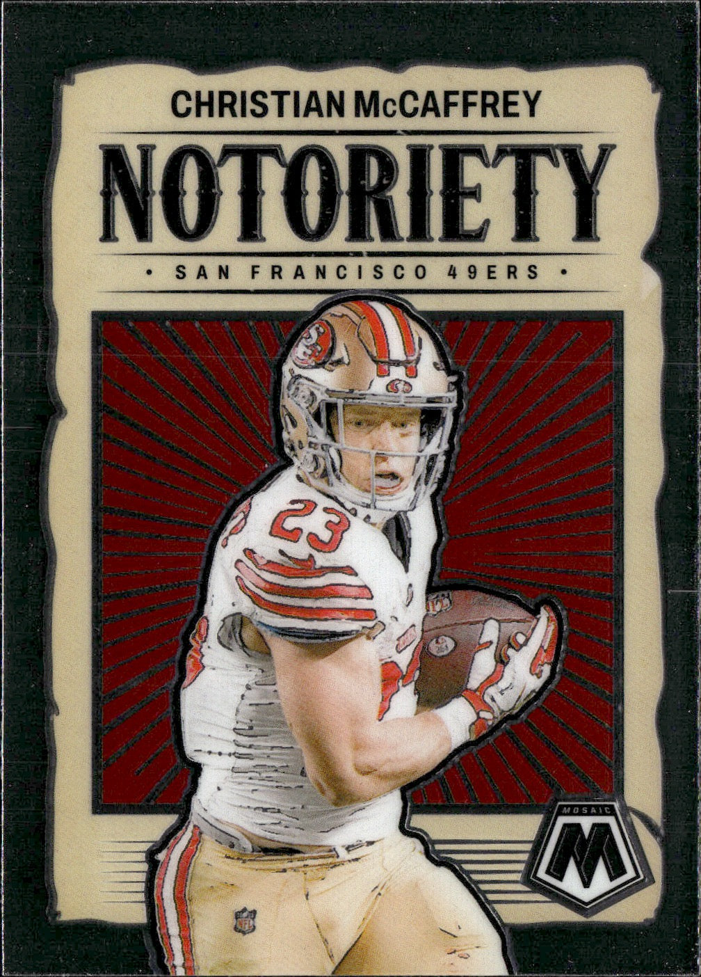 Christian McCaffrey #9 Notoriety 2024 Panini Mosaic San Francisco 49ers