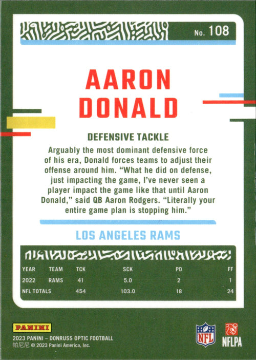 Aaron Donald #108 2023 Donruss Optic Los Angeles Rams