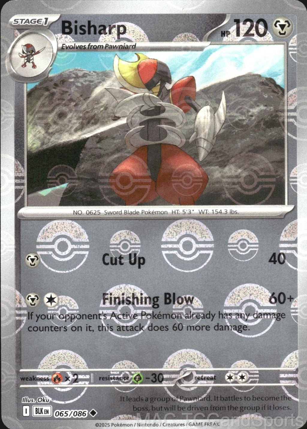 Bisharp (Poke Ball Pattern) 065/086 Holo Black Bolt Pokemon TCG NM