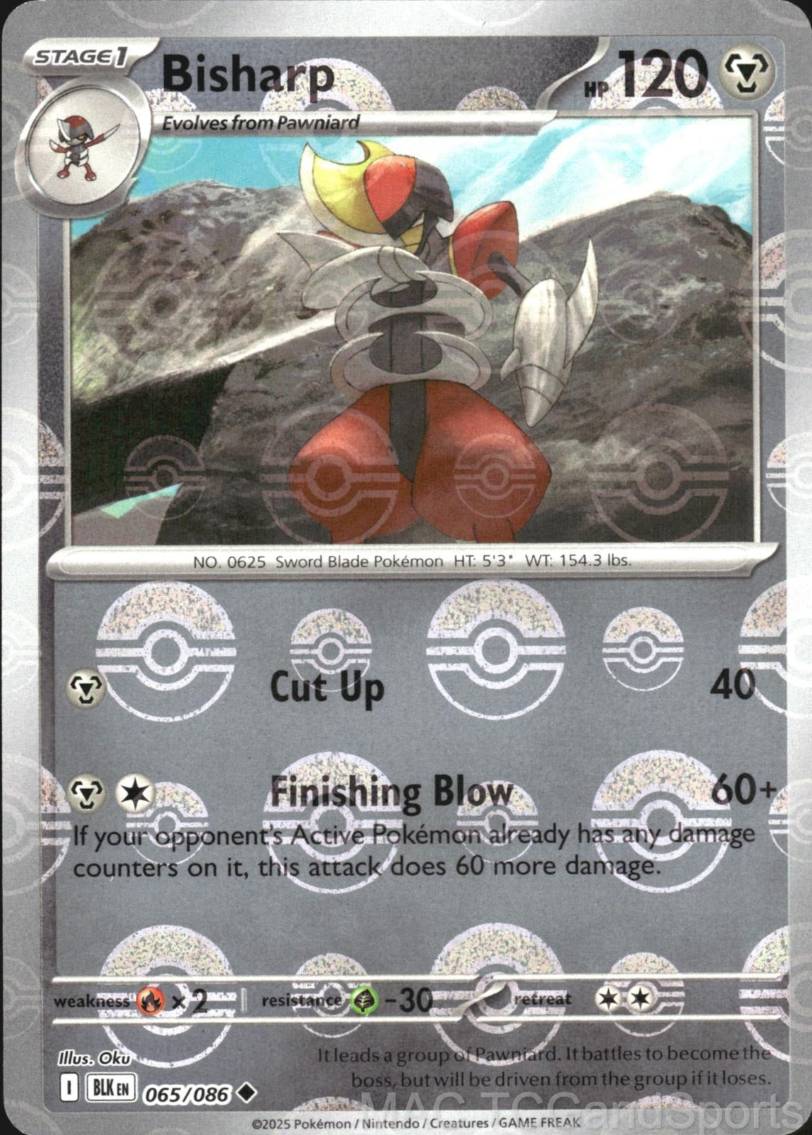 Bisharp (Poke Ball Pattern) 065/086 Holo Black Bolt Pokemon TCG NM