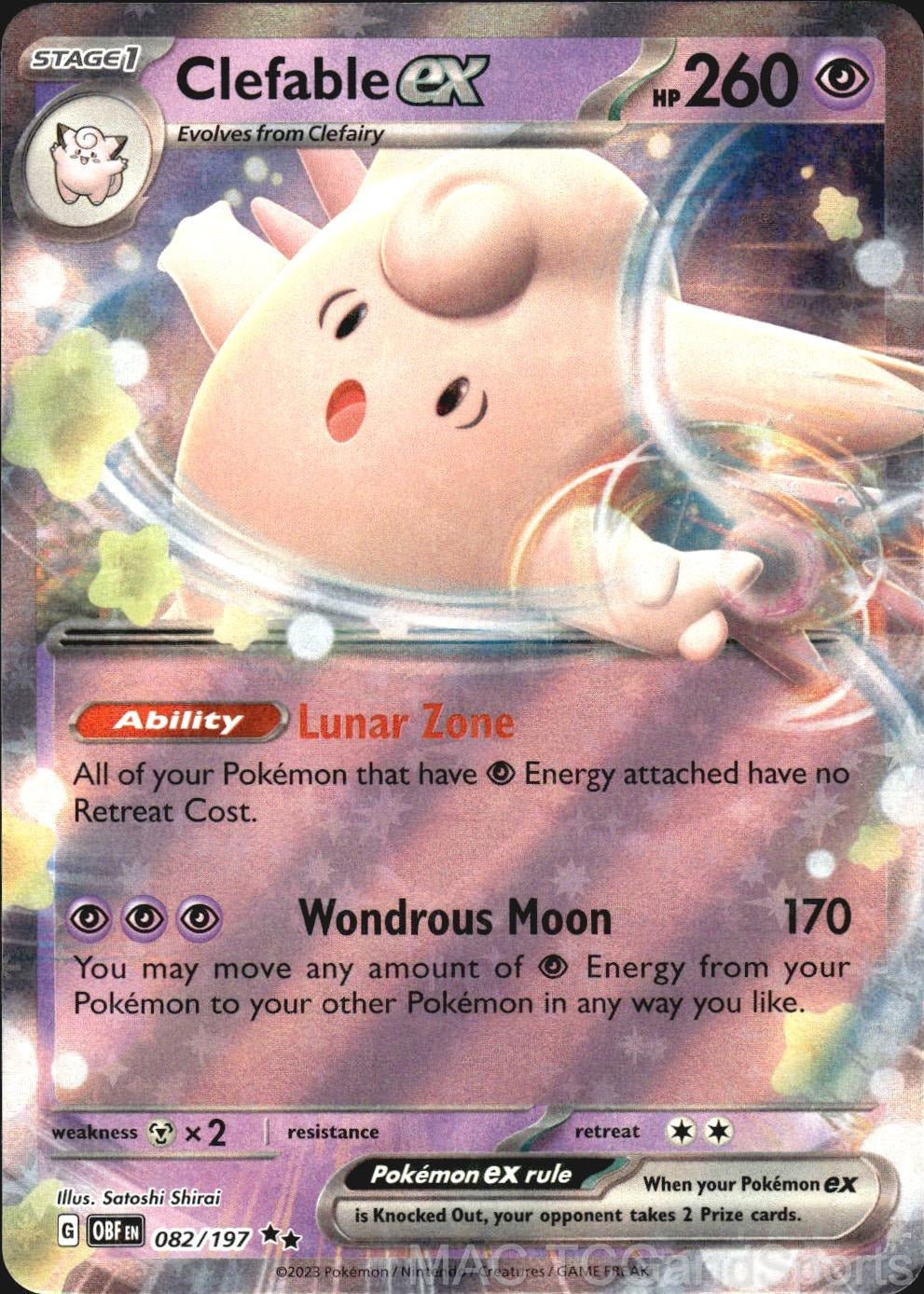 Clefable ex 082/197 Holo Obsidian Flames Pokemon TCG NM
