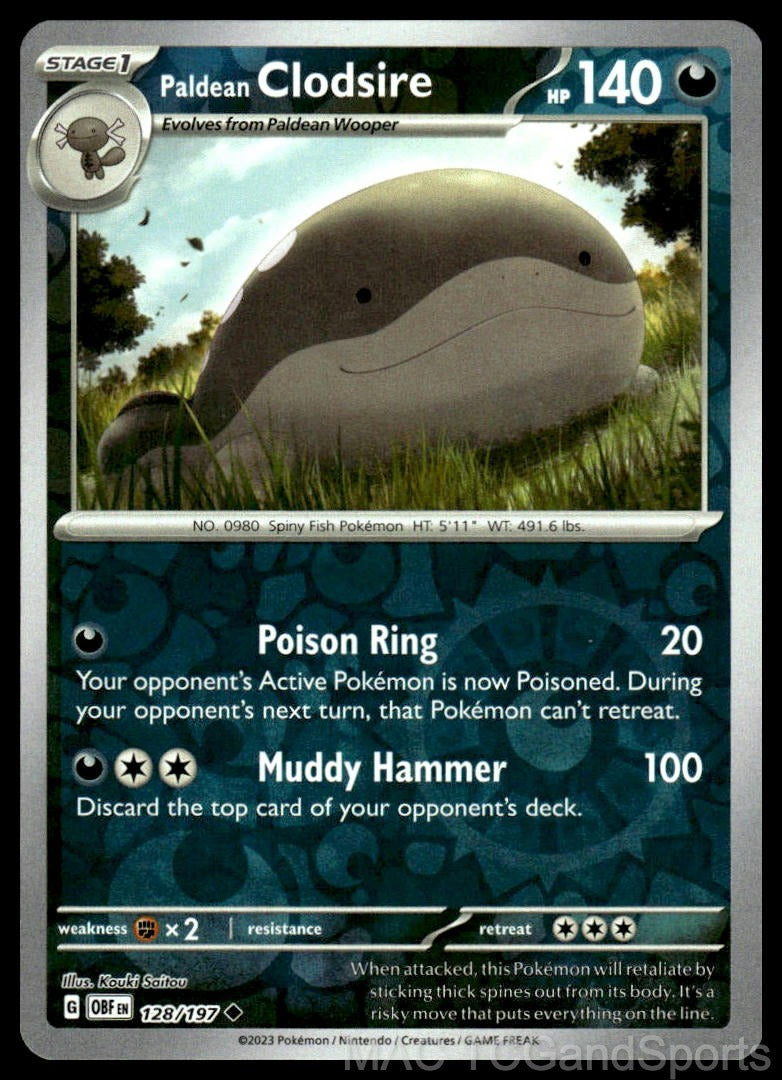 Paldean Clodsire 128/197 Reverse Holo