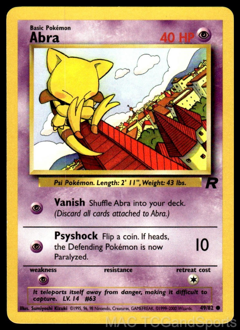 Abra 49/82 Unlimited Team Rocket Pokemon TCG LP