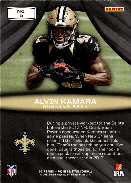 Alvin Kamara #5 Rookie Rush 2017 Panini Rookies & Stars New Orleans Saints
