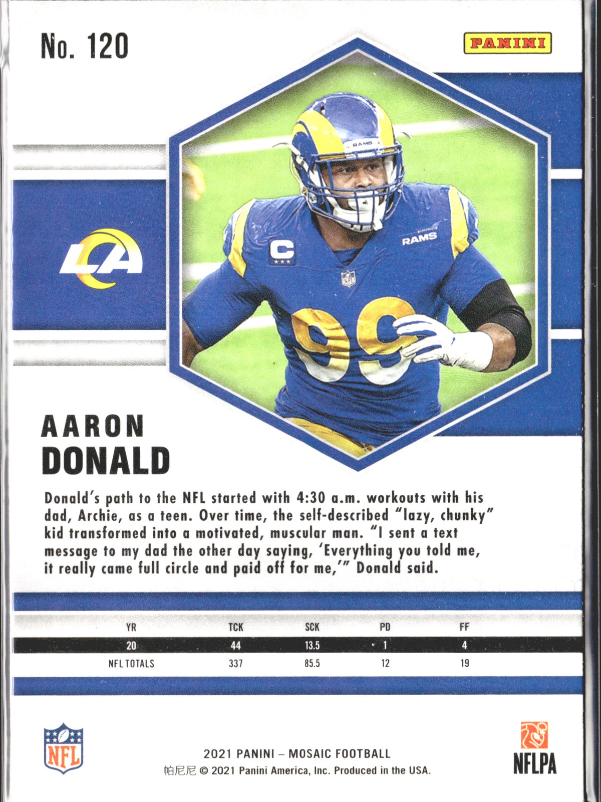 Aaron Donald #120 2021 Panini Mosaic Los Angeles Rams