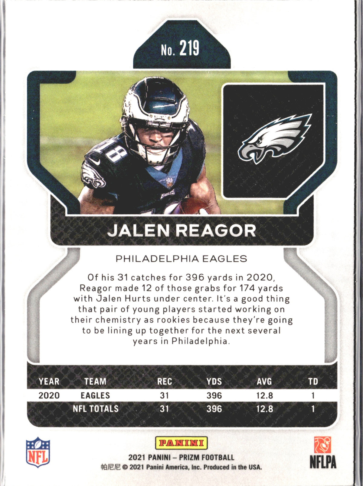 Jalen Reagor #219 2021 Panini Prizm Philadelphia Eagles