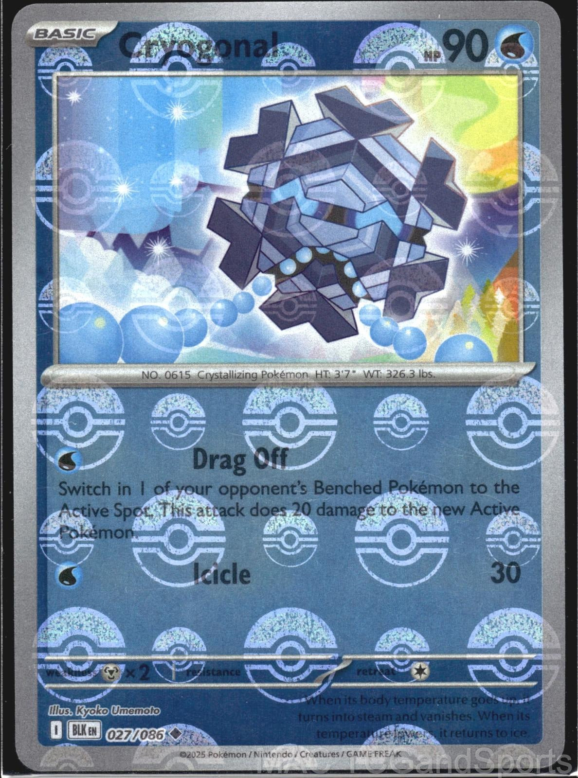 Cryogonal (Poke Ball Pattern) 027/086 Holo Black Bolt Pokemon TCG NM