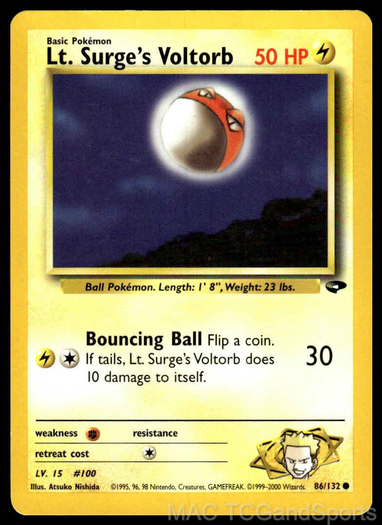 Lt. Surge's Voltorb 86/132 Unlimited Gym Challenge Pokemon TCG LP