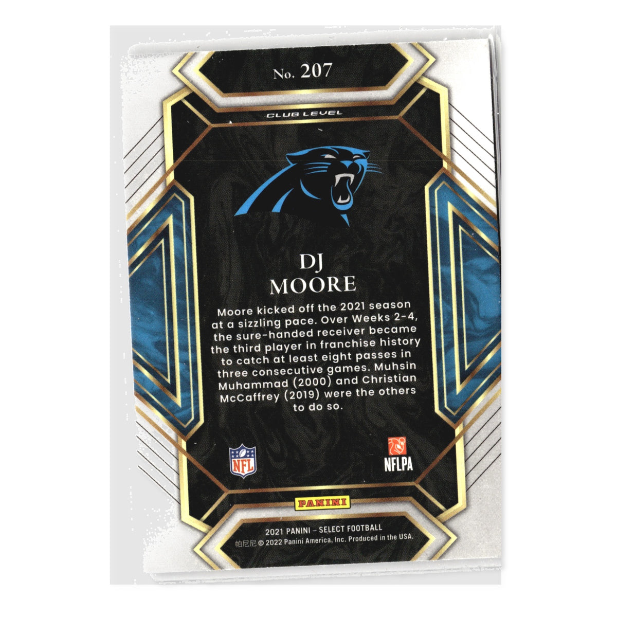 DJ Moore #207 2021 Panini Select Carolina Panthers