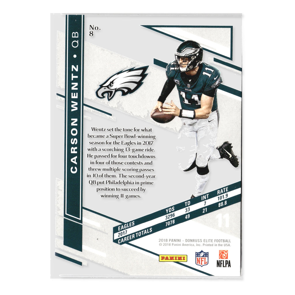 Carson Wentz #8 2018 Donruss Elite Philadelphia Eagles