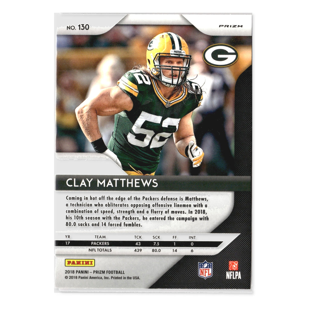 Clay Matthews #130 Prizm Pink 2018 Panini Prizm Green Bay Packers