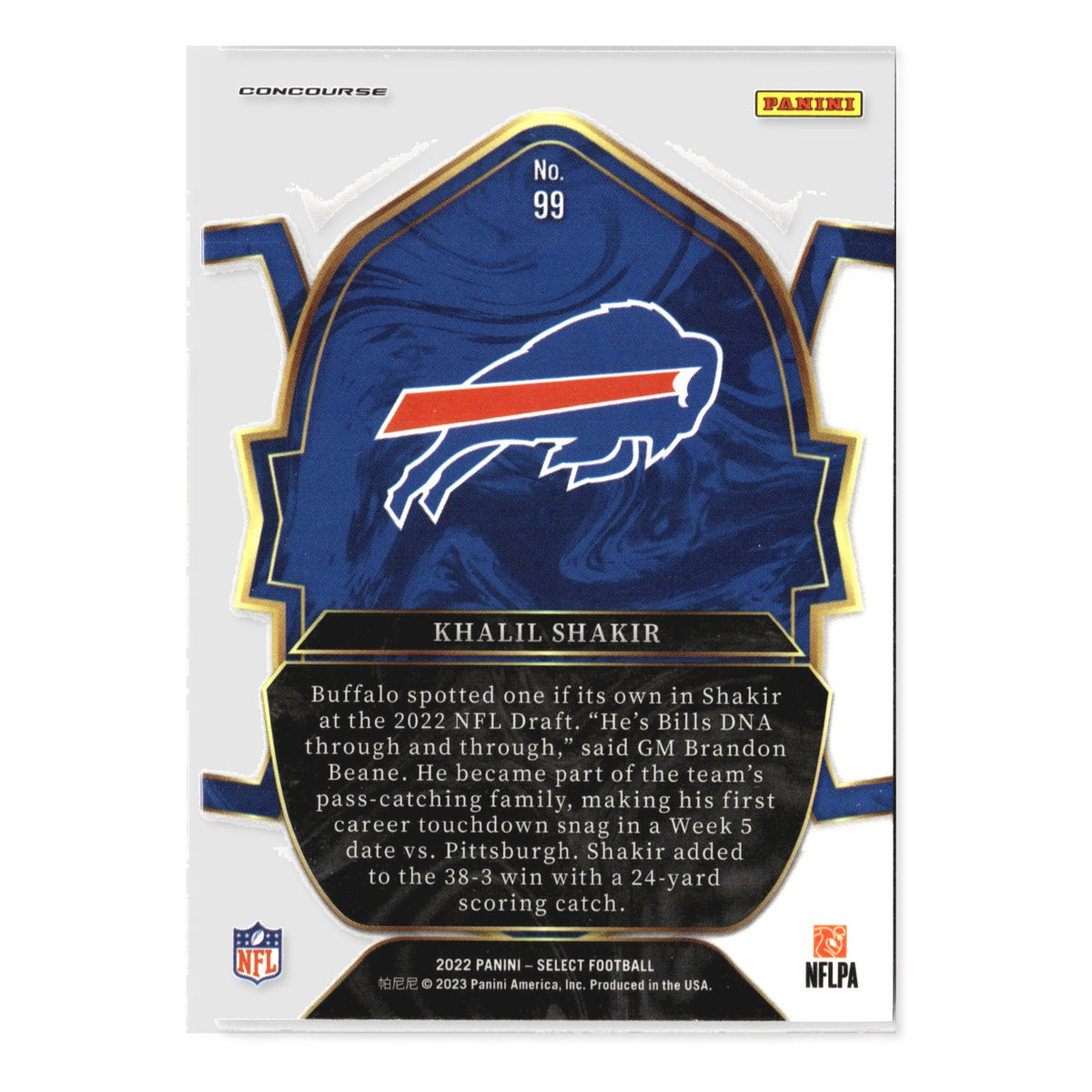 Khalil Shakir #99 2022 Panini Select Buffalo Bills RC