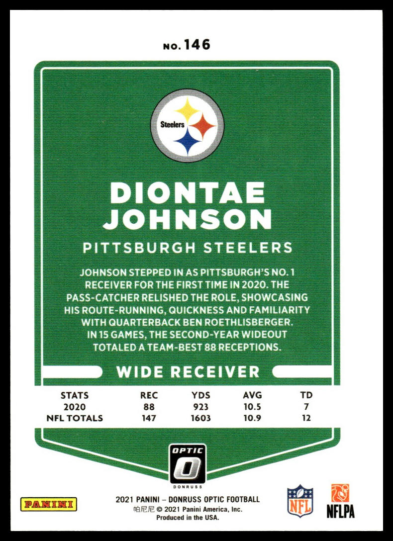 Diontae Johnson #146 2021 Donruss Optic Pittsburgh Steelers