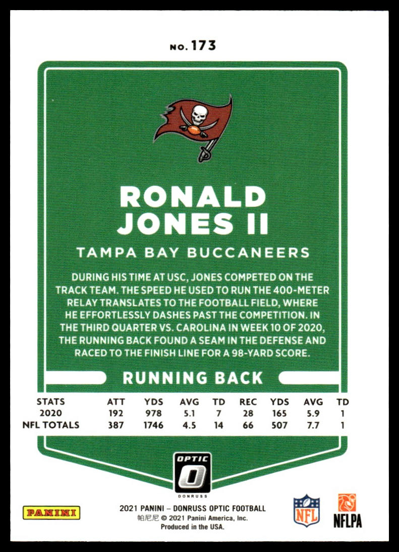 Ronald Jones II #173 2021 Donruss Optic Tampa Bay Buccaneers