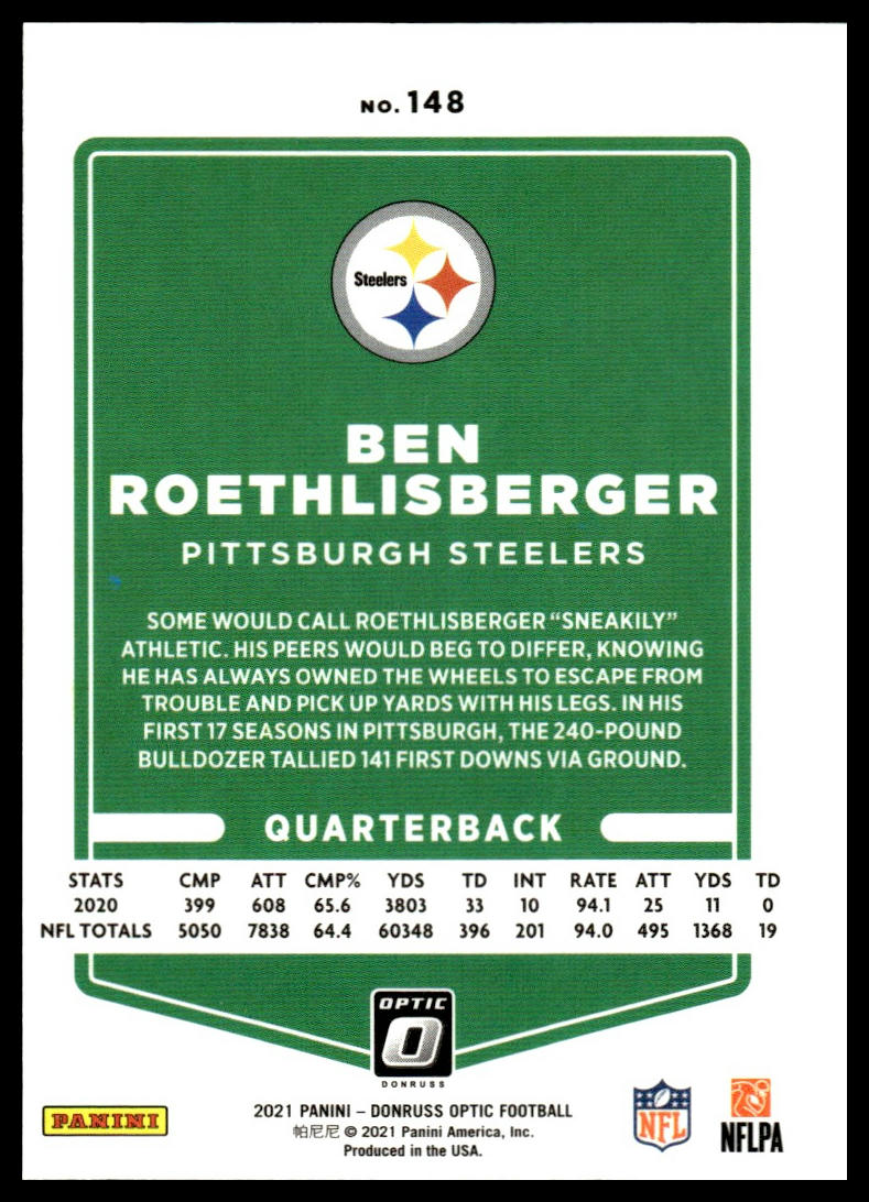 Ben Roethlisberger #148 2021 Donruss Optic Pittsburgh Steelers