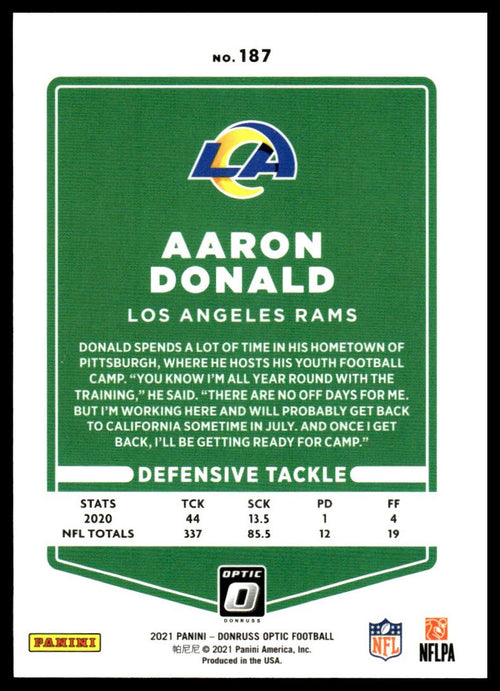 Aaron Donald #187 2021 Donruss Optic Los Angeles Rams