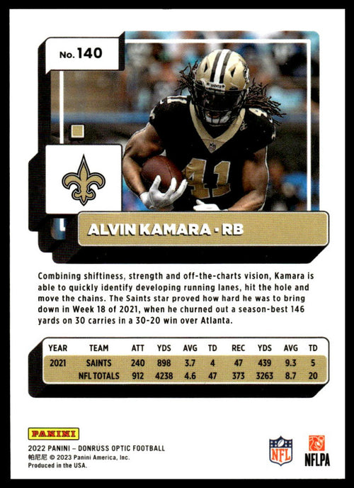 Alvin Kamara #140 2022 Donruss Optic New Orleans Saints