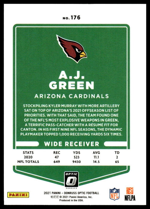 A.J. Green #176 2021 Donruss Optic Arizona Cardinals