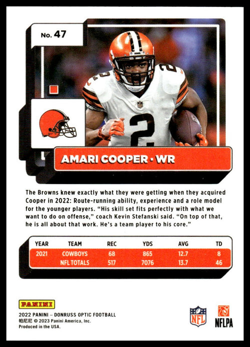 Amari Cooper #47 2022 Donruss Optic Cleveland Browns