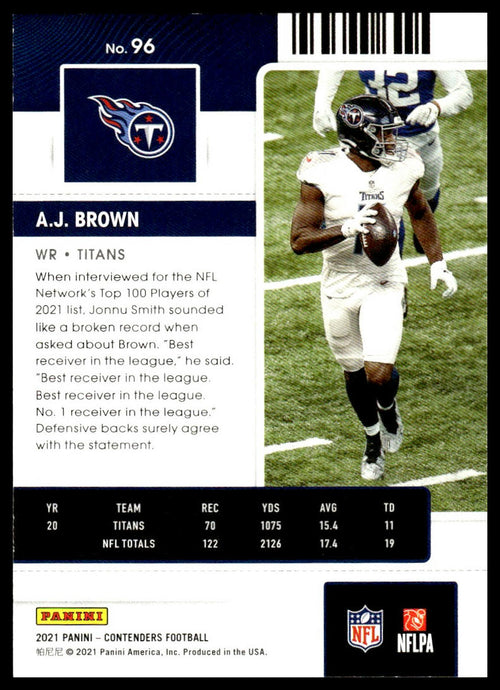 A.J. Brown #96 2021 Panini Contenders Tennessee Titans