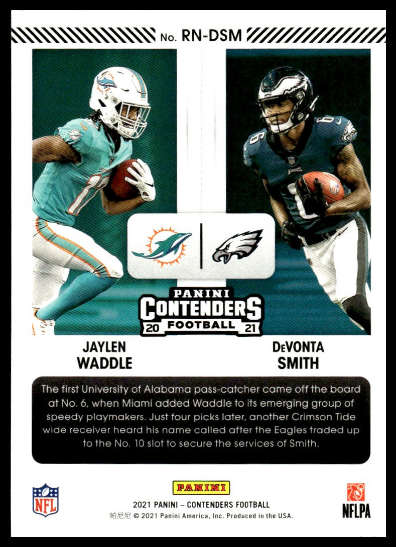 DeVonta Smith / Jaylen Waddle #RN-DSM Round Numbers 2021 Panini Contenders