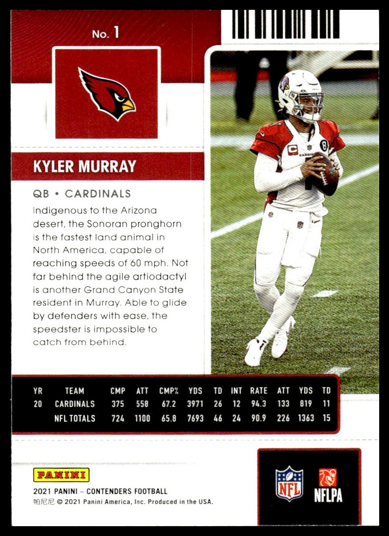 Kyler Murray #1 2021 Panini Contenders Arizona Cardinals