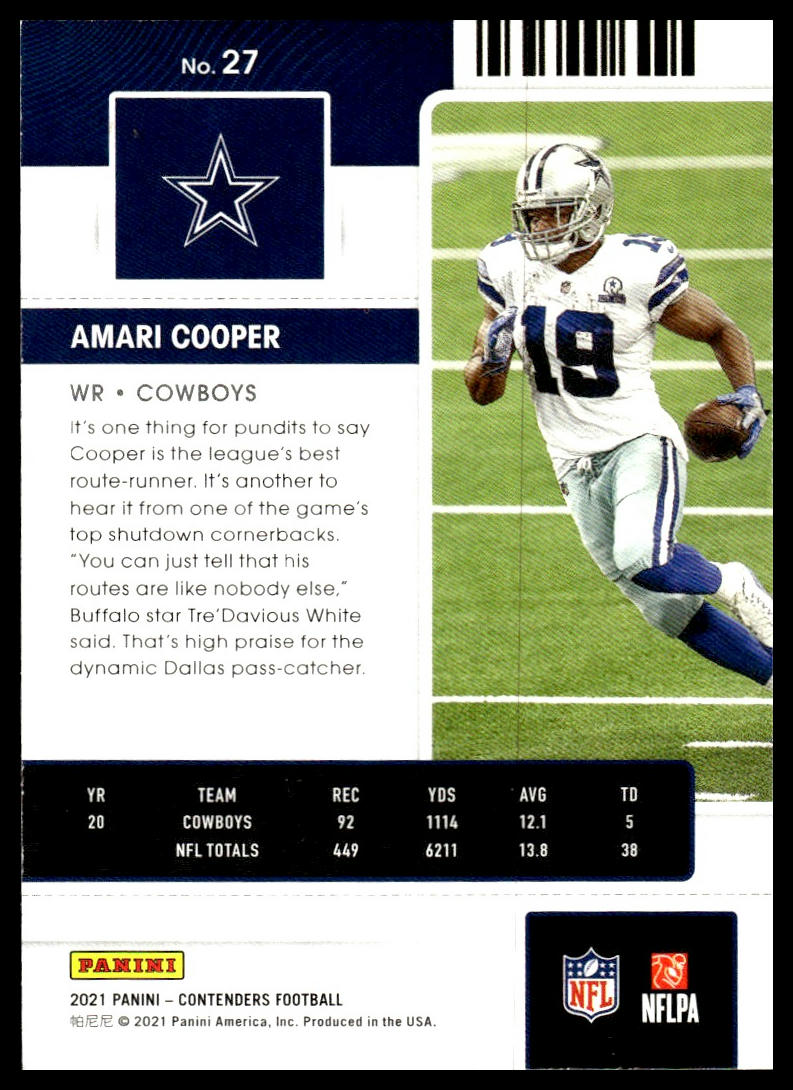 Amari Cooper #27 2021 Panini Contenders Dallas Cowboys