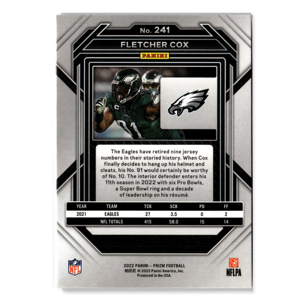 Fletcher Cox #241 2022 Panini Prizm Philadelphia Eagles
