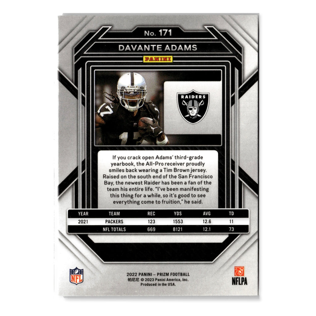 Davante Adams #171 2022 Panini Prizm Las Vegas Raiders