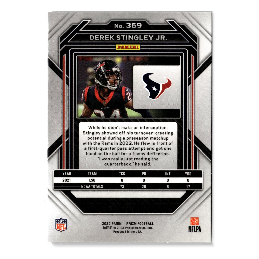 Derek Stingley Jr. #369 2022 Panini Prizm Houston Texans RC