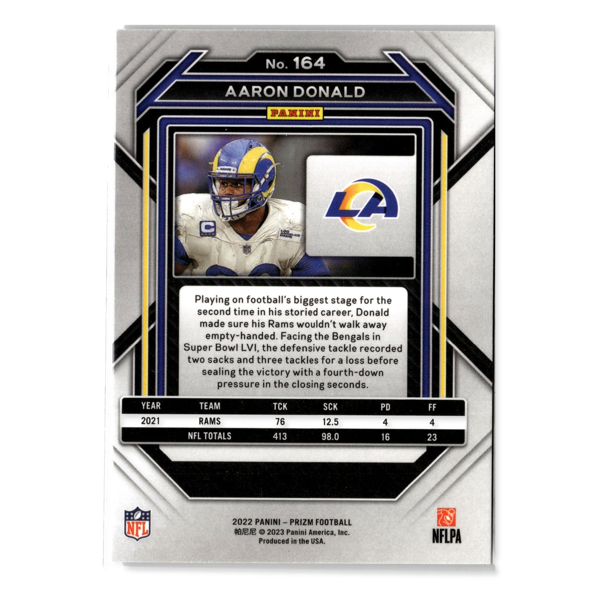 Aaron Donald #164 2022 Panini Prizm Los Angeles Rams