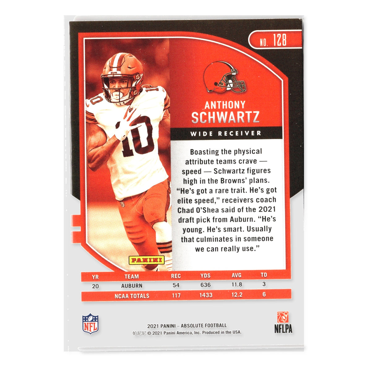 Anthony Schwartz #128 Retail 2021 Panini Absolute Cleveland Browns RC
