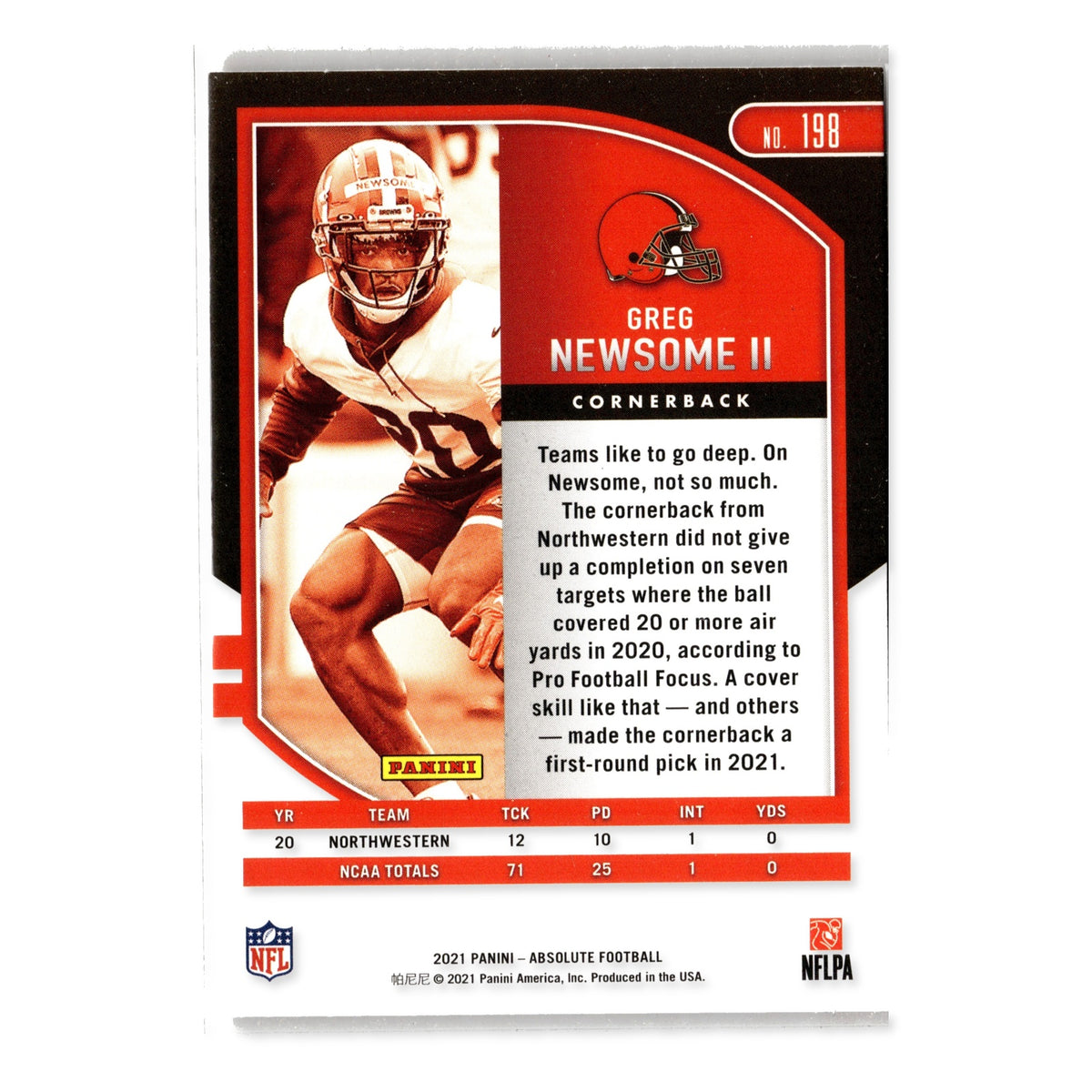 Greg Newsome II #198 Retail 2021 Panini Absolute Cleveland Browns RC