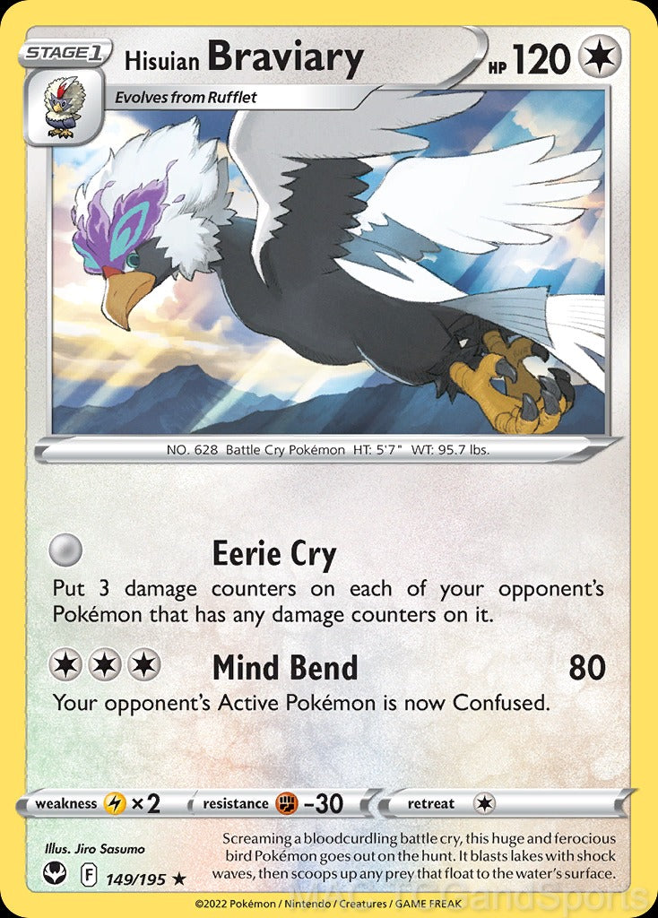 Hisuian Braviary 149/195 Reverse Holo