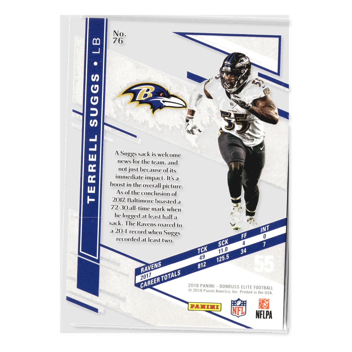 Terrell Suggs #76 2018 Donruss Elite Baltimore Ravens