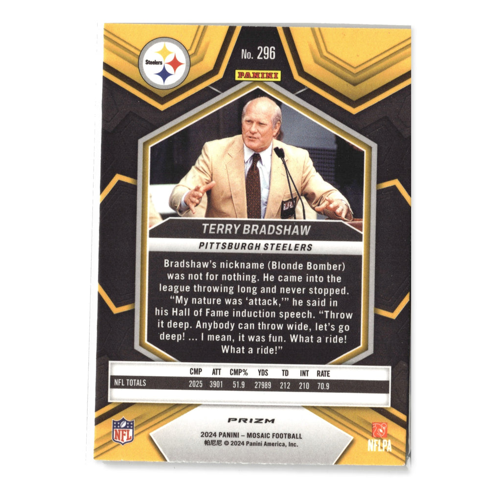 Terry Bradshaw #296 Mosaic Green 2024 Panini Mosaic Pittsburgh Steelers