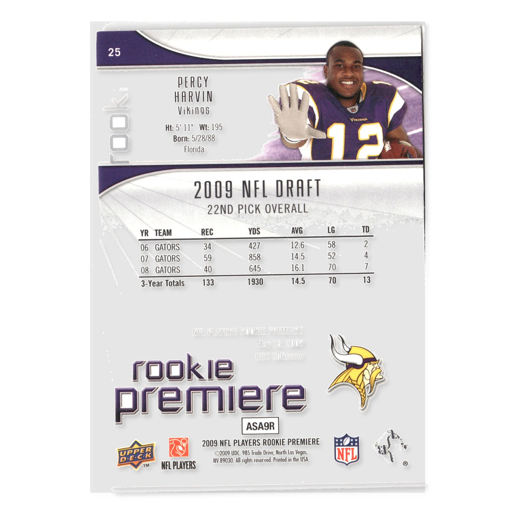 Percy Harvin #25 2009 Rookie Premiere Box Set Minnesota Vikings
