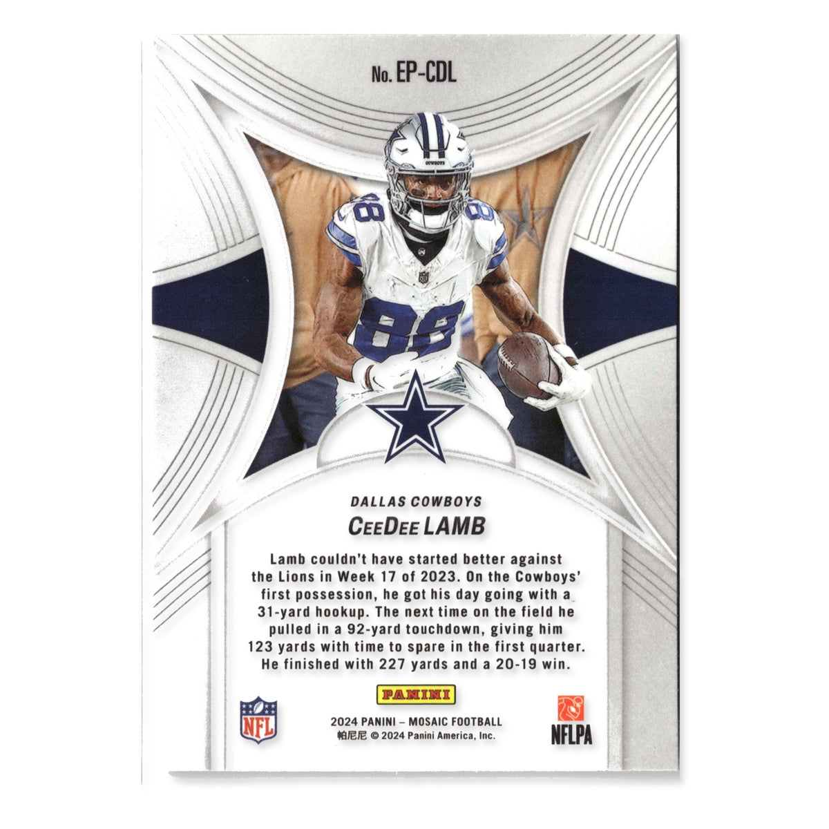 CeeDee Lamb #EP-CDL Epic Performers 2024 Panini Mosaic Dallas Cowboys