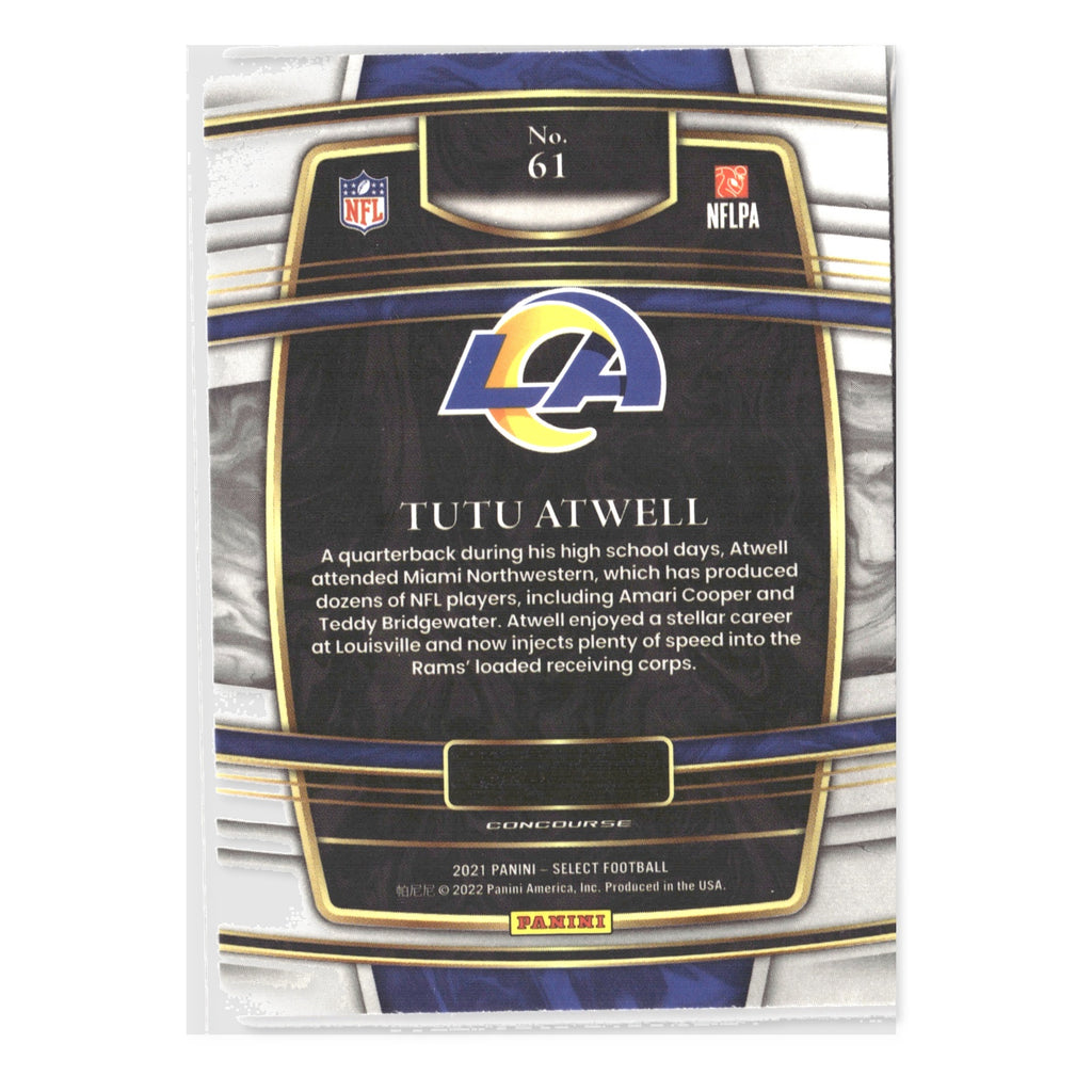 Tutu Atwell #61 2021 Panini Select Los Angeles Rams RC