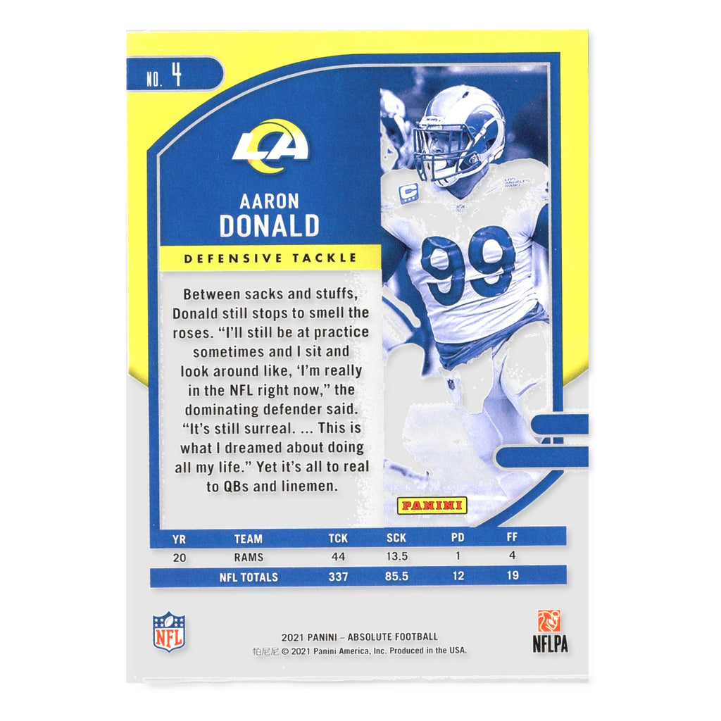 Aaron Donald #4 Retail 2021 Panini Absolute Los Angeles Rams