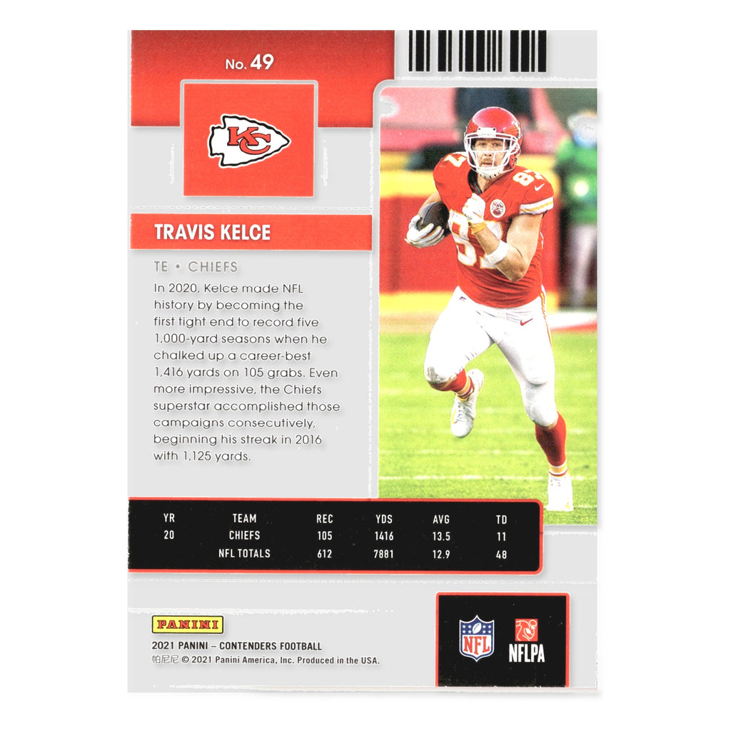 Travis Kelce #49 2021 Panini Contenders Kansas City Chiefs