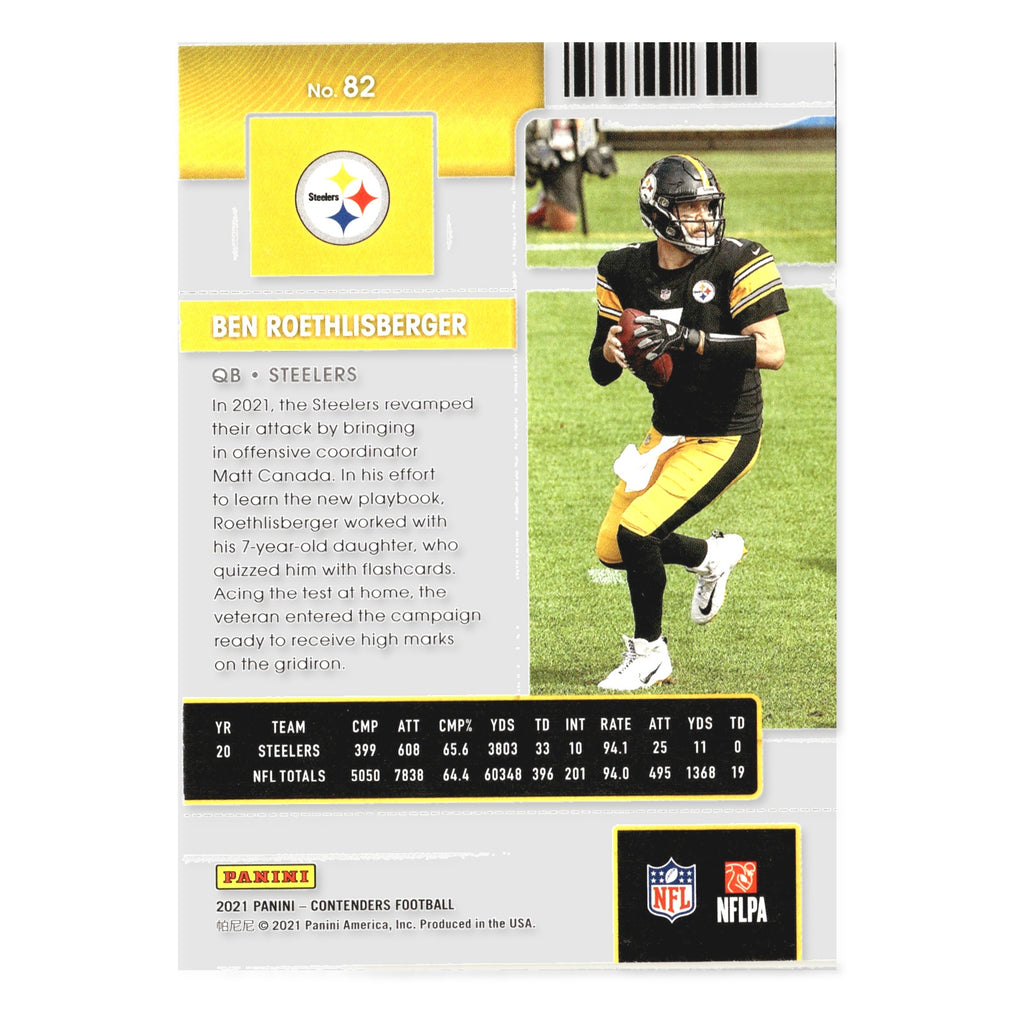 Ben Roethlisberger #82 2021 Panini Contenders Pittsburgh Steelers