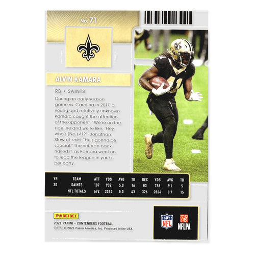 Alvin Kamara #71 2021 Panini Contenders New Orleans Saints