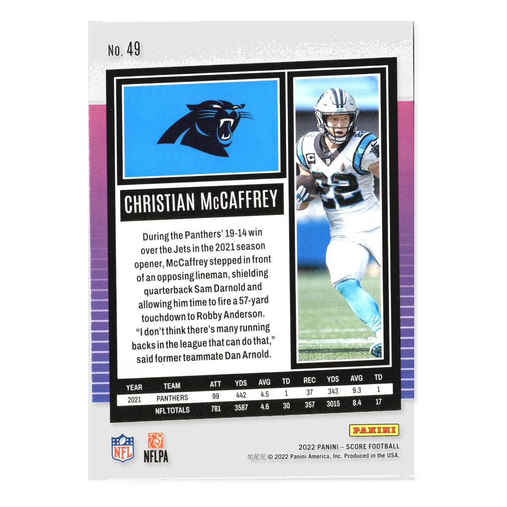 Christian McCaffrey #49 2022 Score Carolina Panthers